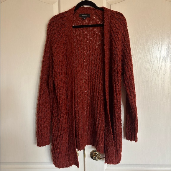 Forever  21+ rust nubby chunky knit buttonless cardigan duster size 1X - Picture 2 of 8